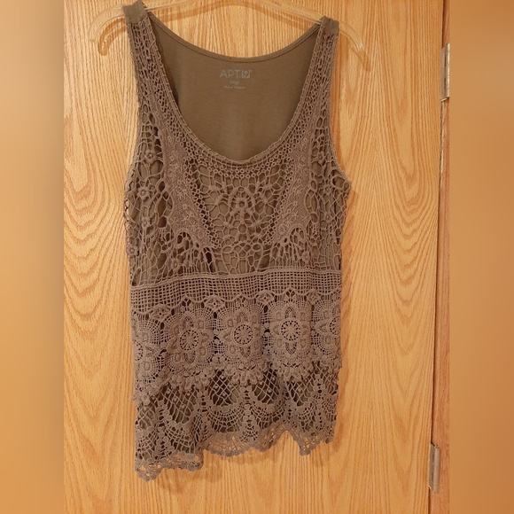 Apt. 9 Olive Green Pieced Crocheted Tank Top Size Large - Picture 1 of 9